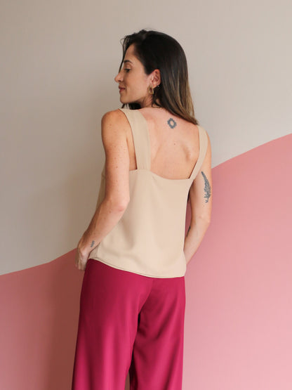 Blusa Alças Crepe Olívia Bege