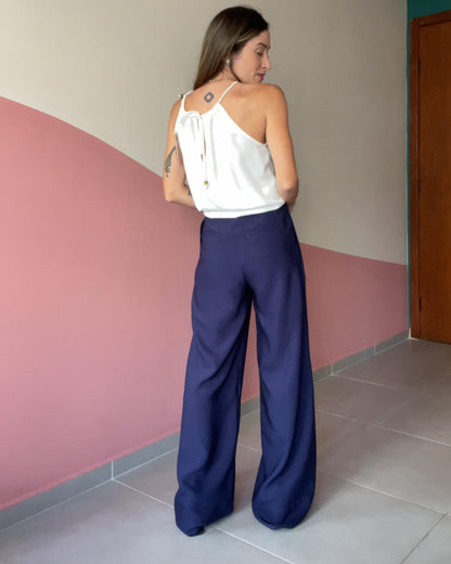 Calça Pantalona Vivienne Azul Marinho